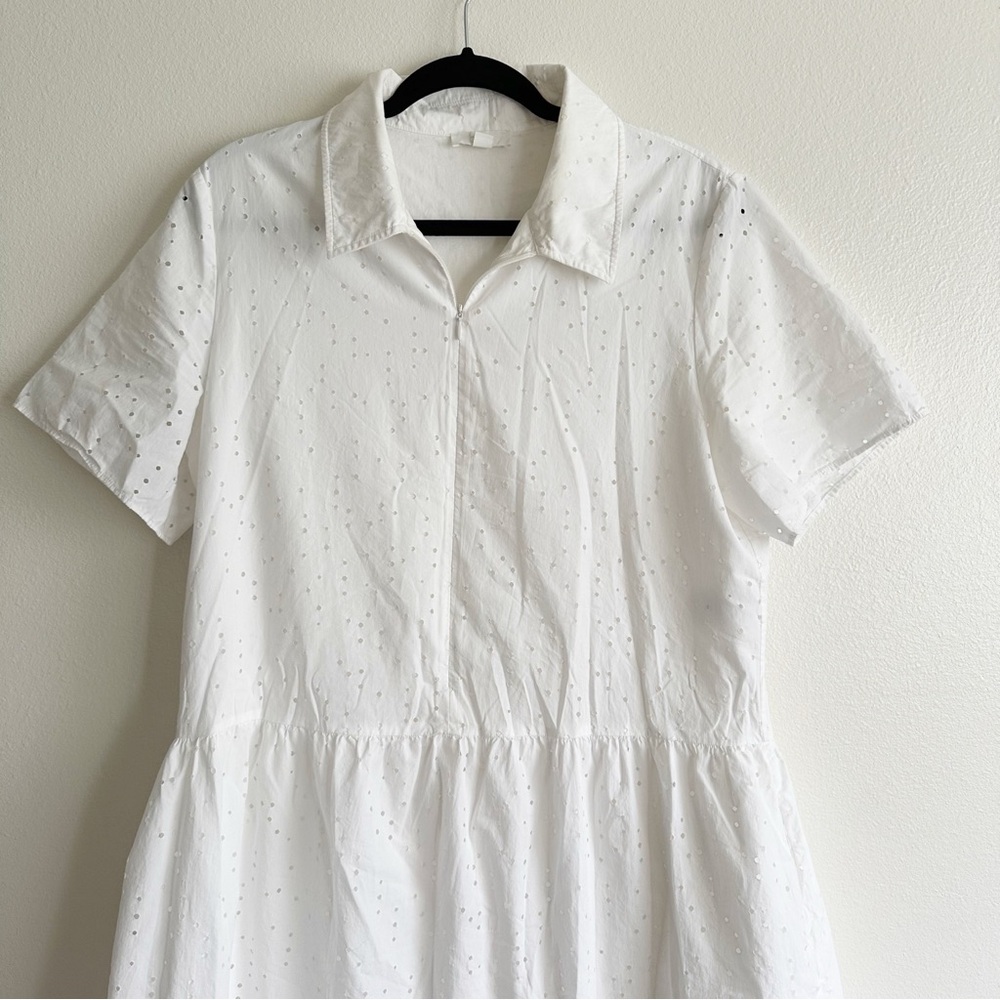 COS White Embroidered Dress with gathered panels 12 - Picture 4 of 12